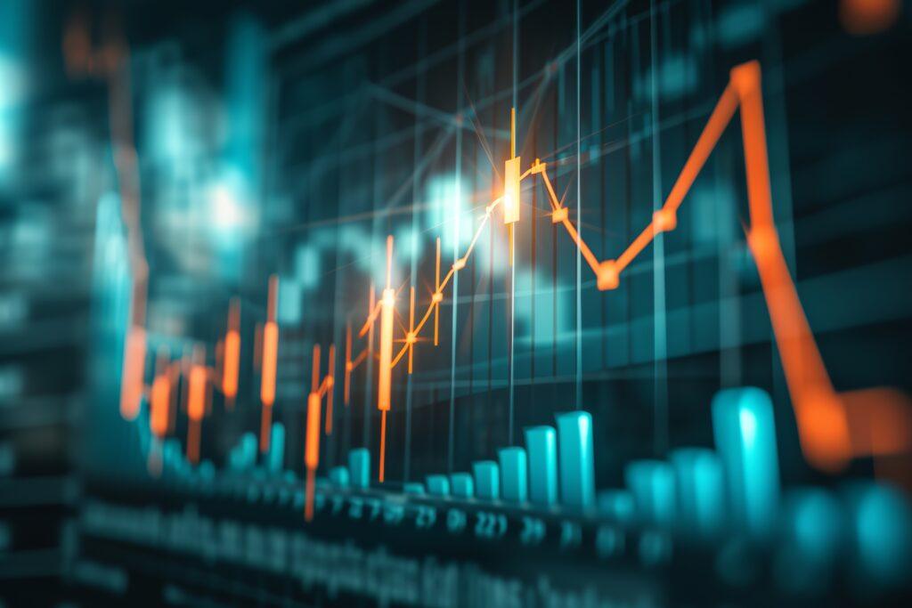 Graph with a line and bar chart